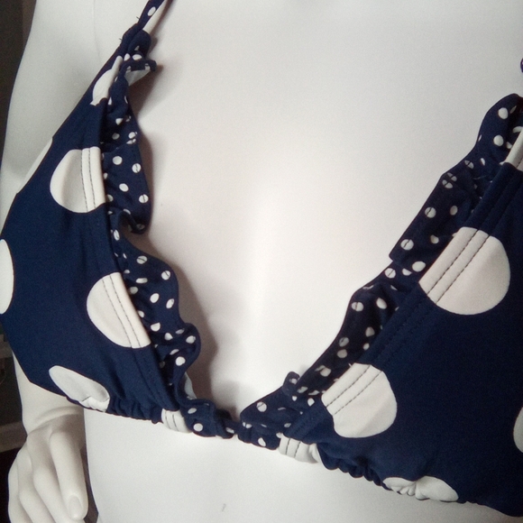 Coco Rave Navy Polka Dot String Bikini, XL 38D & XL Bottom, Navy - Picture 6 of 16